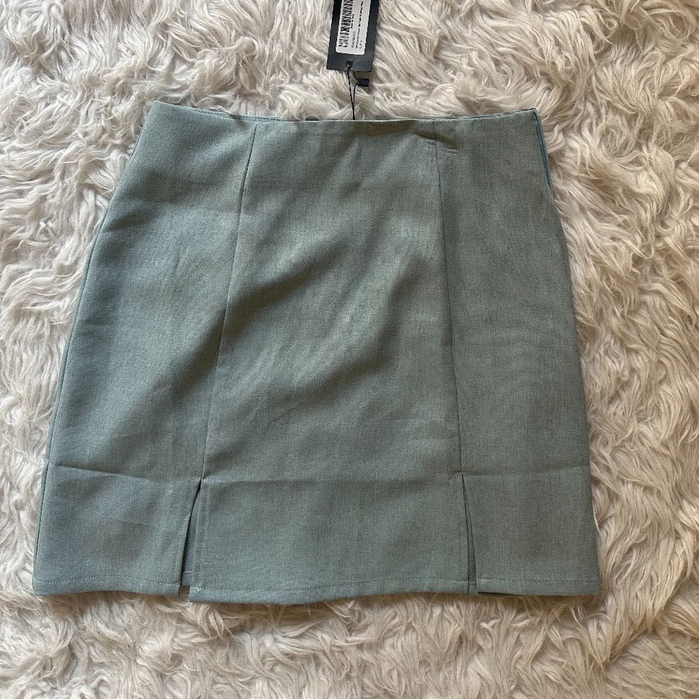 Nasty Gal What's Slit Gonna Be High-Waisted Mini Skirt Blue Size XS